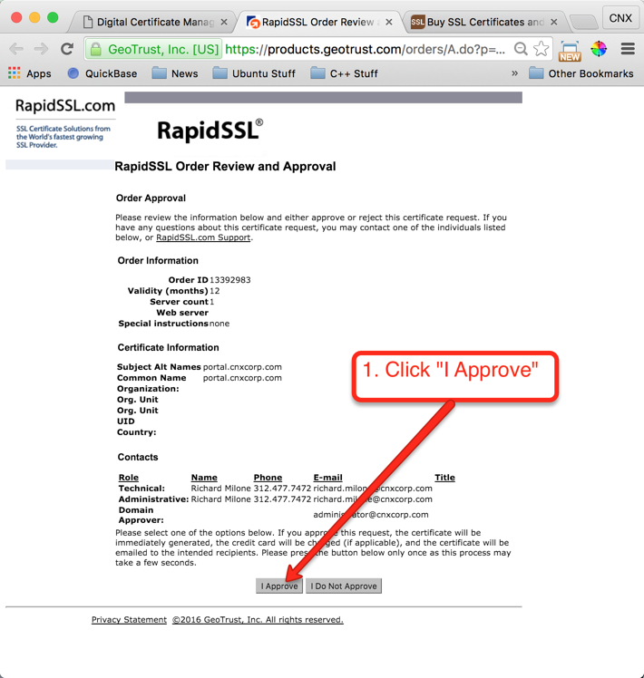 Figure 21: RapidSSL - Domain Verification Approval