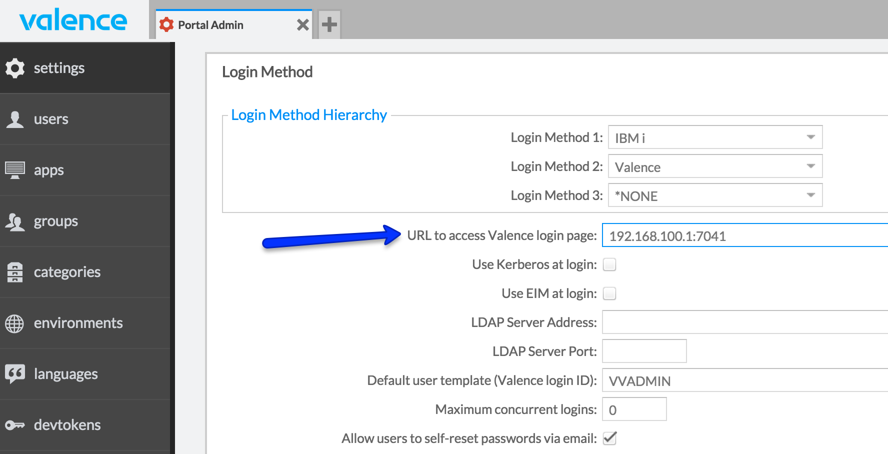 Portal Admin > Settings - Ensure you have the correct URL for accessing your Valence instance